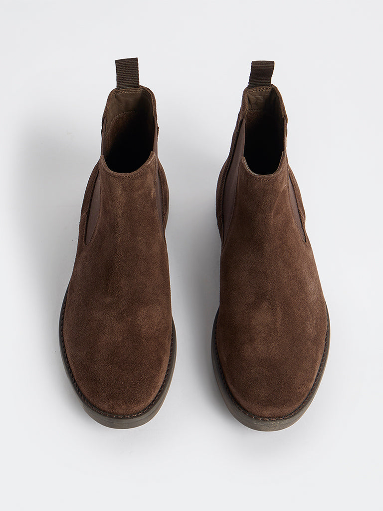 SOLEPLAY Dark Brown Suede Chelsea Boots