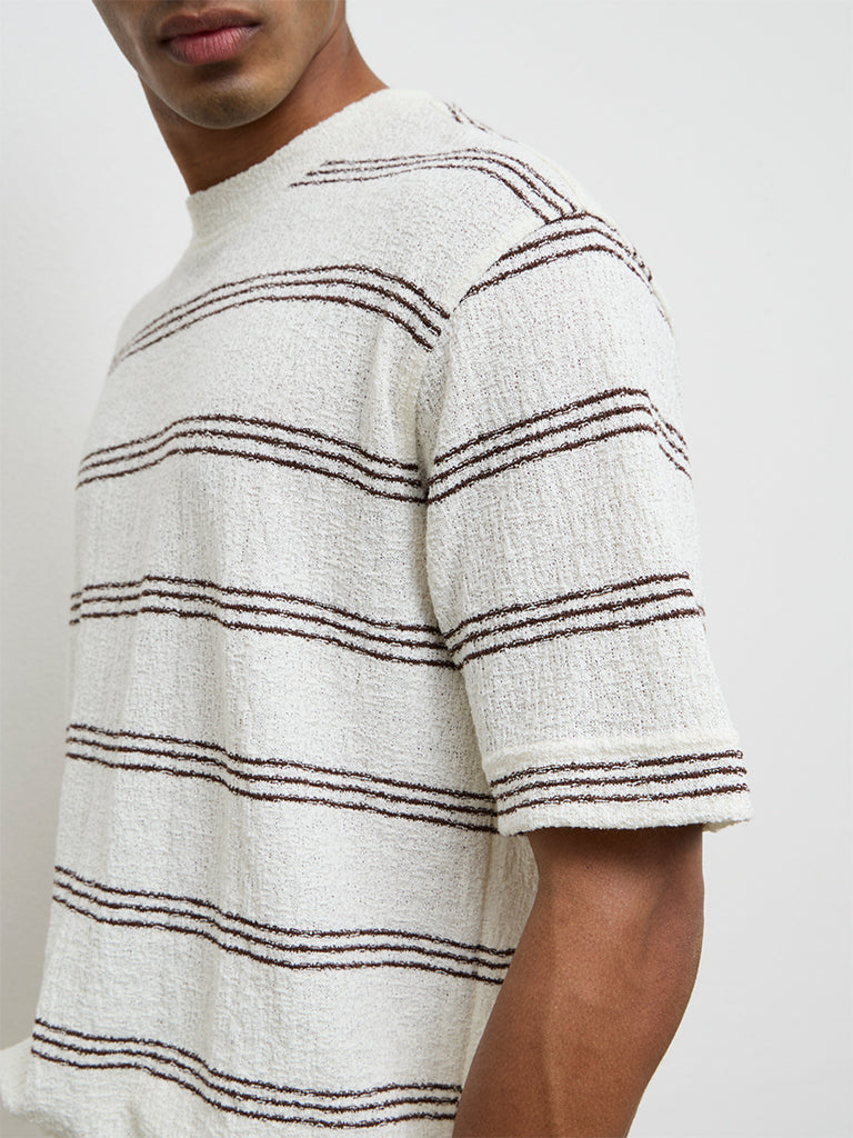 Nuon Off-White Striped Relaxed-Fit T-Shirt
