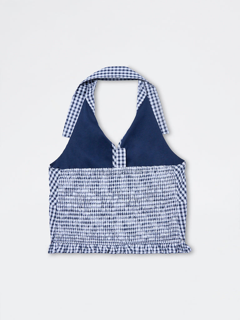 Nuon Navy Checkered Top