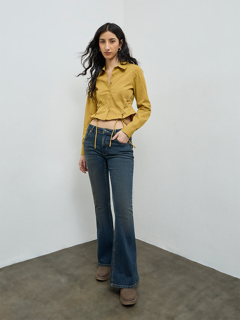 Nuon Mustard Criss-Cross Detailed Shirt