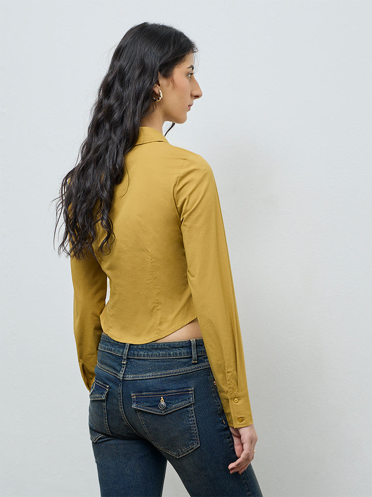 Nuon Mustard Criss-Cross Detailed Shirt