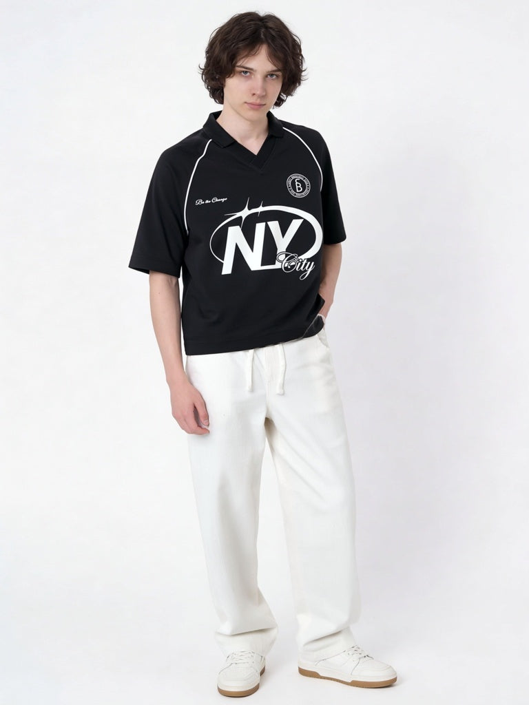 Y&F Kids Boys Black Text-Printed T-Shirt