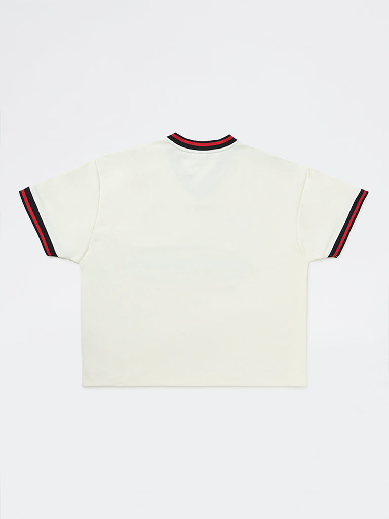 Y&F Kids Boys White Graphic Printed T-Shirt