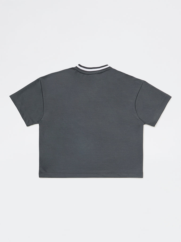 Y&F Kids Boys Dark Grey Printed T-Shirt
