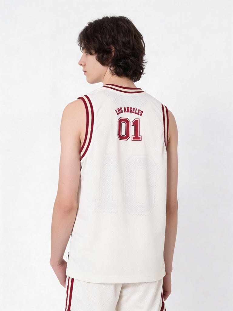 Y&F Kids Boys Boys Off-White Printed Sleeveless T-Shirt