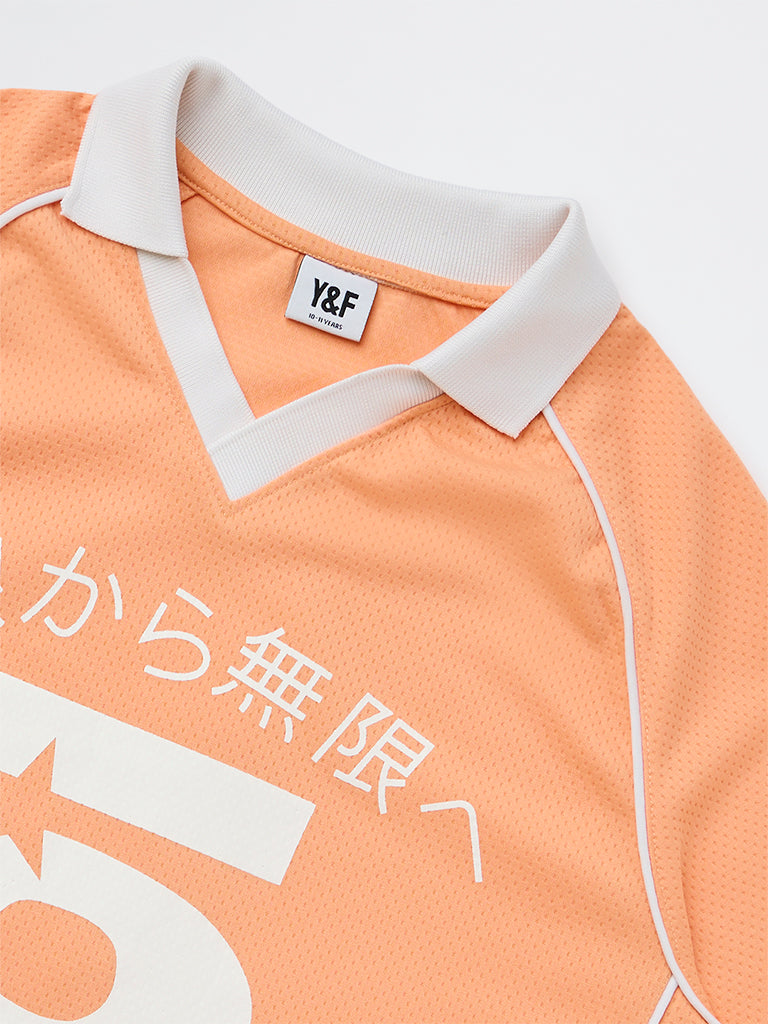 Y&F Kids Boys Orange Numerical Printed T-Shirt