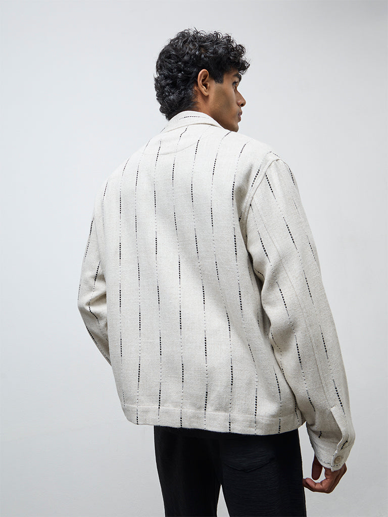 ETA Light Beige Printed Relaxed-Fit Cotton Jacket