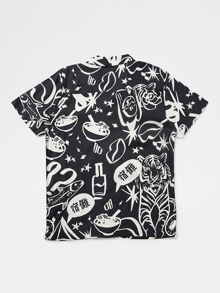 Y&F Kids Boys Black Printed Shirt