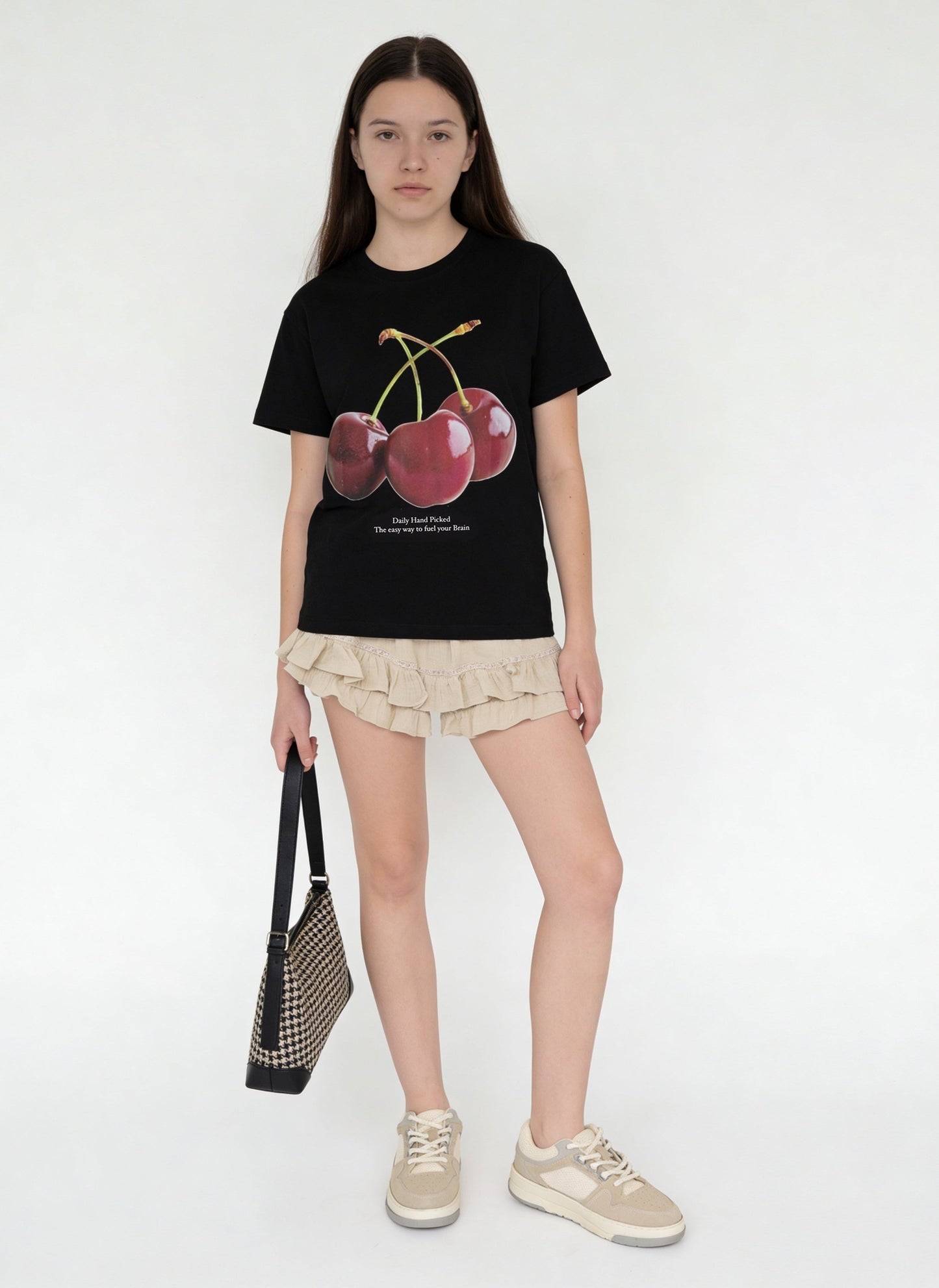 Y&F Kids Girls Black Graphic Printed Cotton T-Shirt