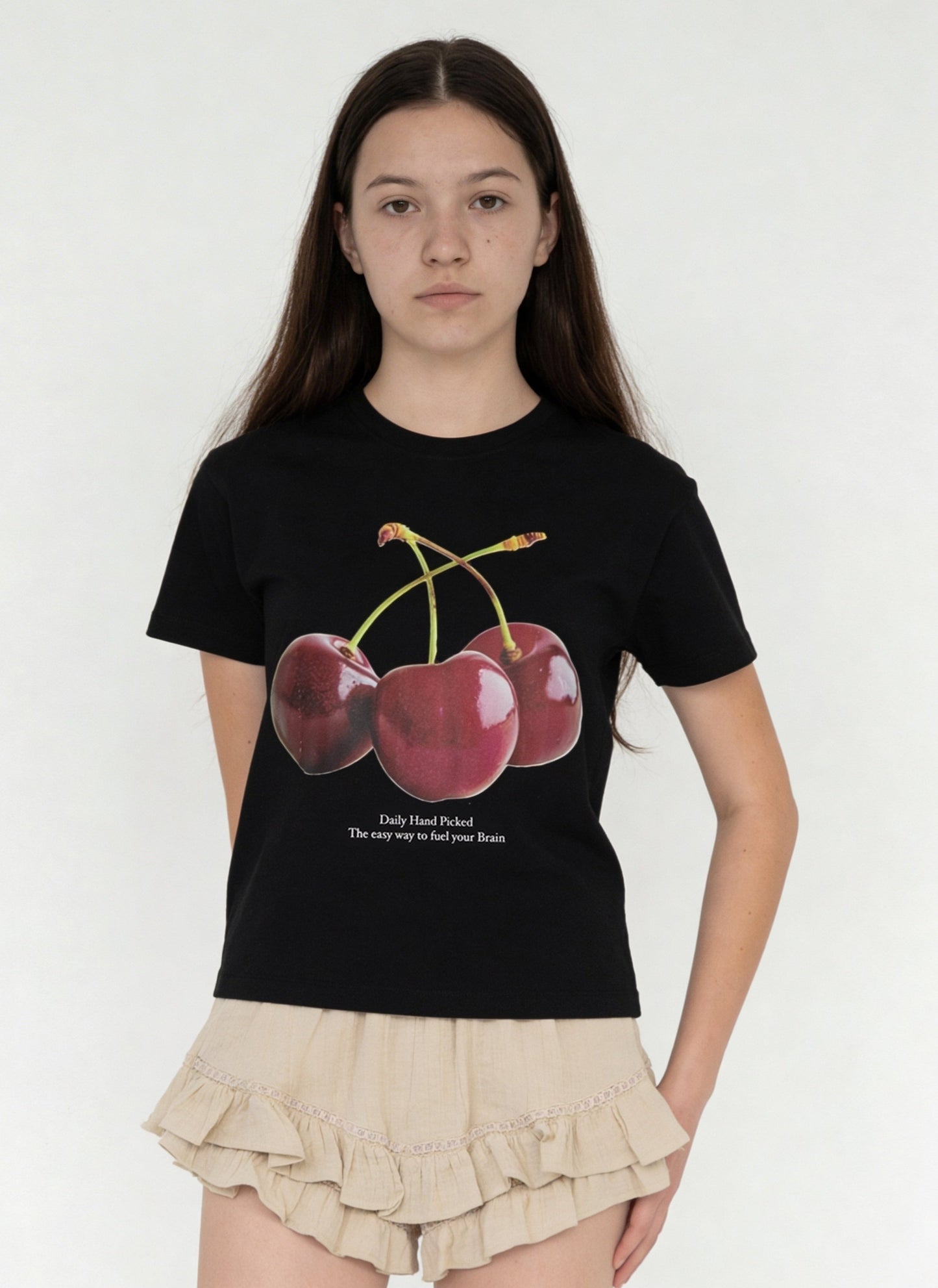 Y&F Kids Girls Black Graphic Printed Cotton T-Shirt