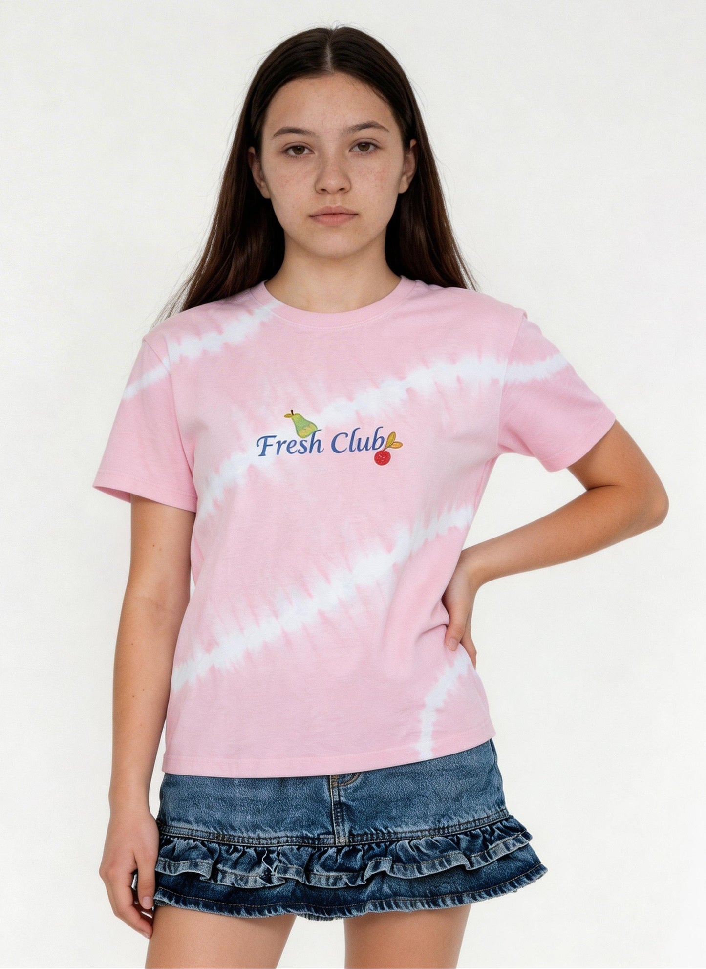 Y&F Kids Girls Pink Tie-Dye Design Cotton T-Shirt