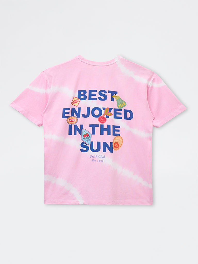 Y&F Kids Girls Pink Tie-Dye Design Cotton T-Shirt