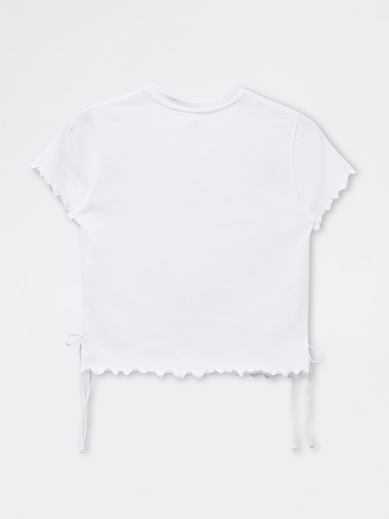 Girls White Embroidered T-Shirt