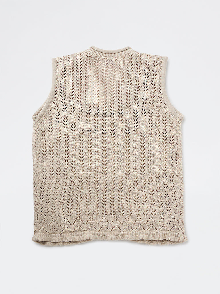 Y&F Kids Girls Beige Printed Cotton Top