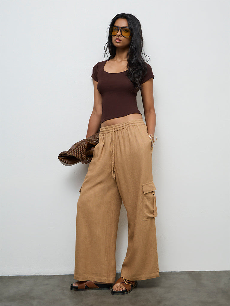 LOV Dark Beige High Rise Pants