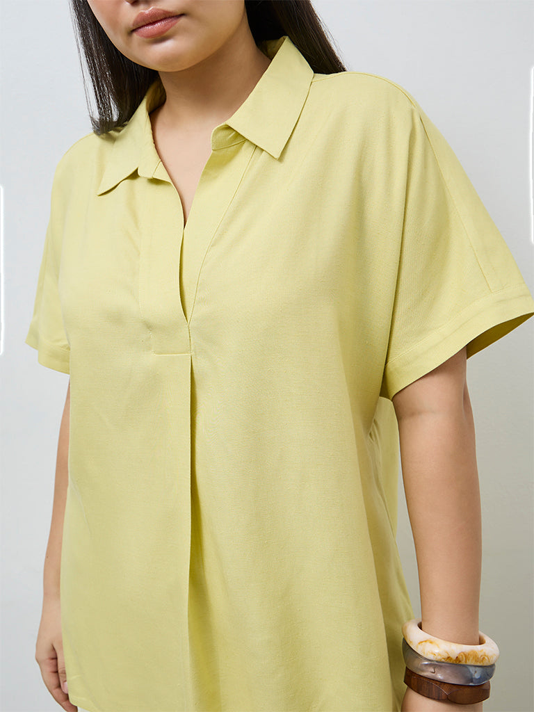 Gia Lime Solid Blouse