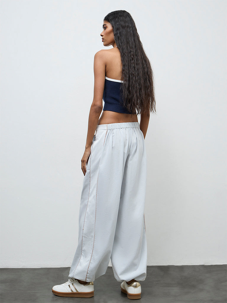 Nuon Light Blue Striped High-Rise Pants