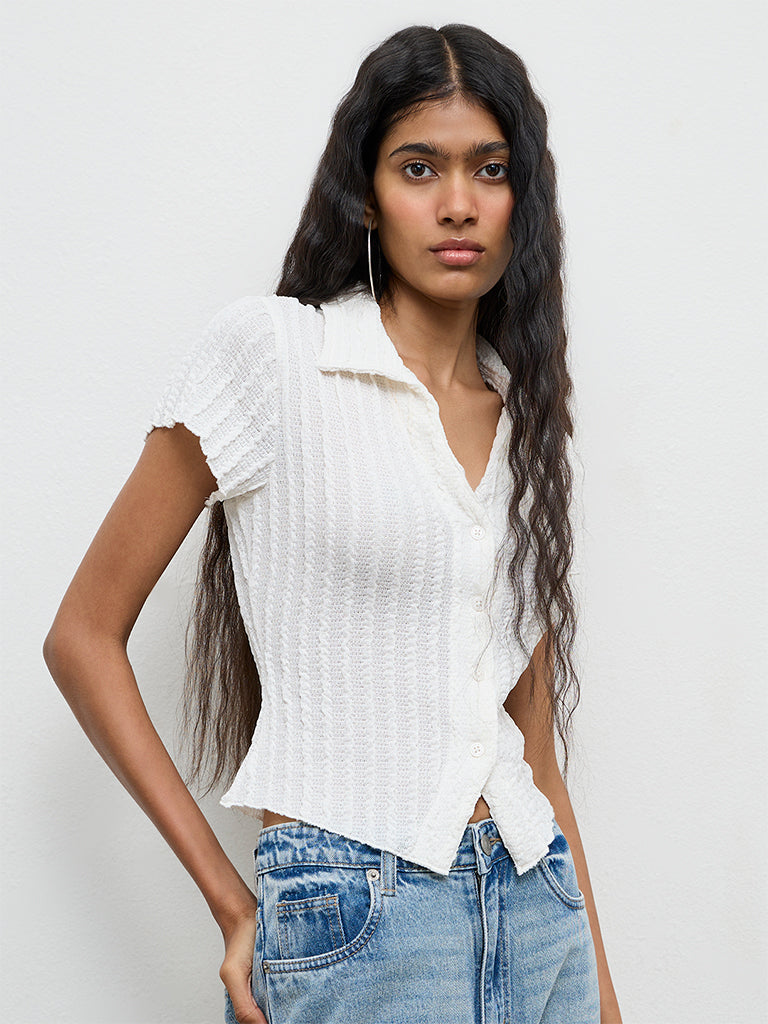 Nuon White Seersucker Shirt