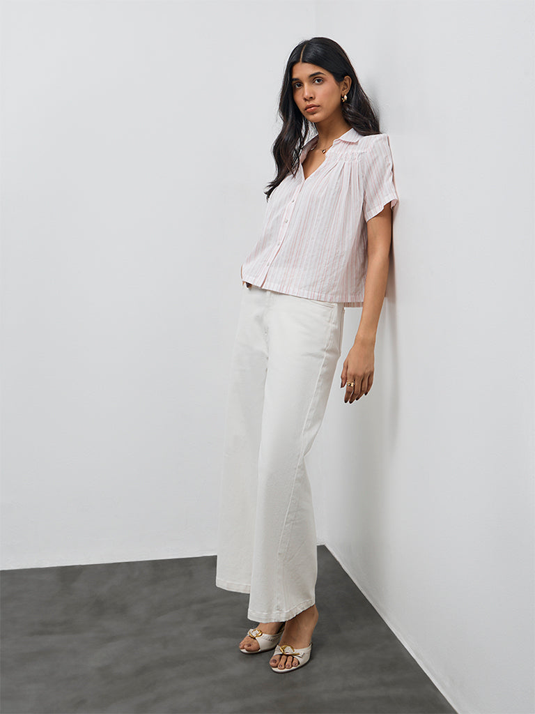 LOV Dusty Pink Striped Cotton Blouse