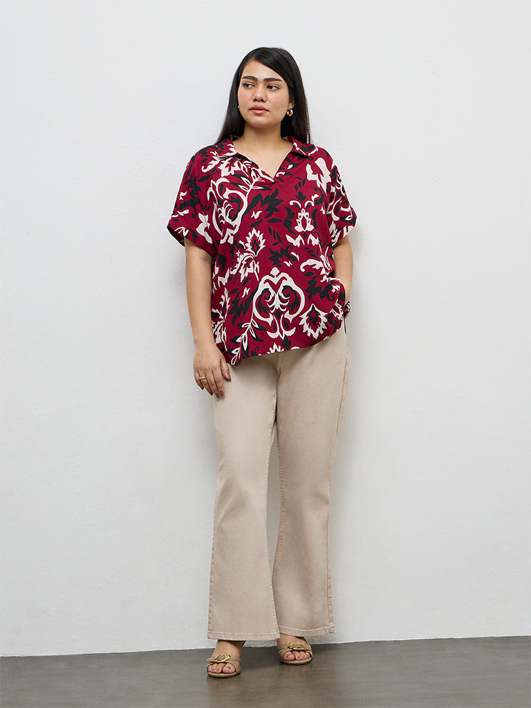 Gia Red Floral Printed Blouse