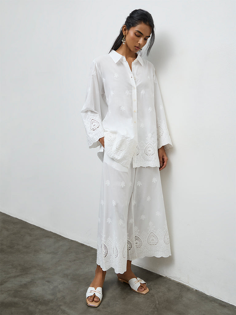 Utsa White Embroidered Cotton Tunic