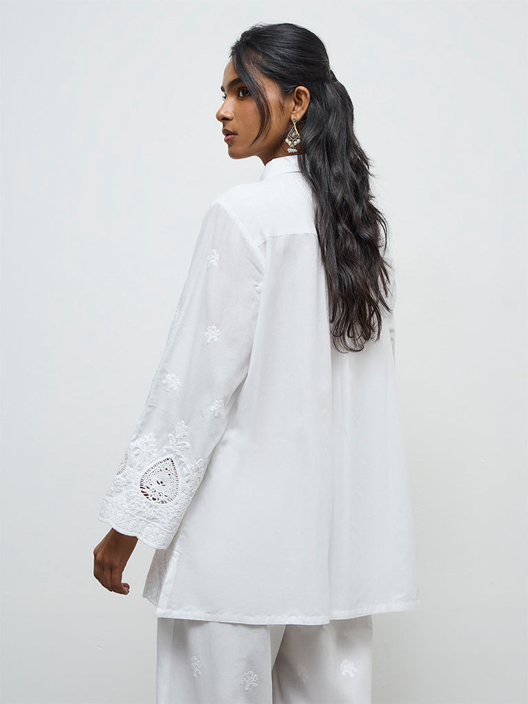 Utsa White Embroidered Cotton Tunic