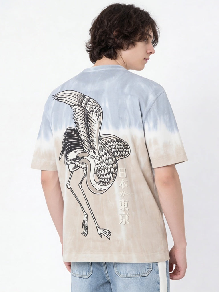 Y&F Kids Boys Taupe Tie-Dye Cotton T-Shirt