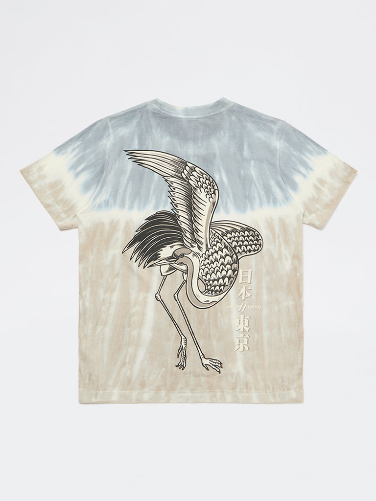 Y&F Kids Boys Taupe Tie-Dye Cotton T-Shirt