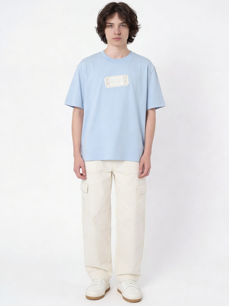 Y&F Kids Boys Light Blue Printed Cotton T-Shirt