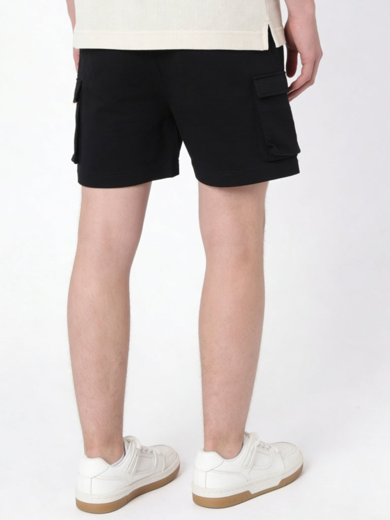 Y&F Kids Boys Black Mid-Rise Cotton-Blend Shorts