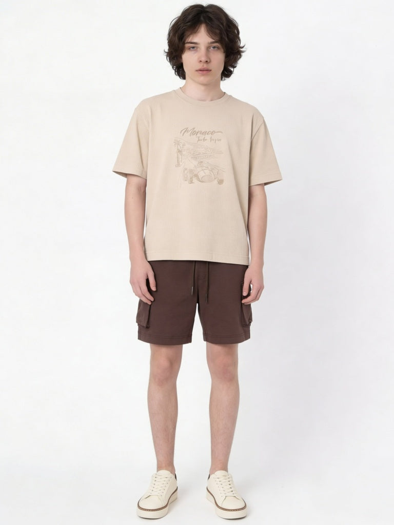 Y&F Kids Boys Brown Mid-Rise Cotton-Blend Shorts