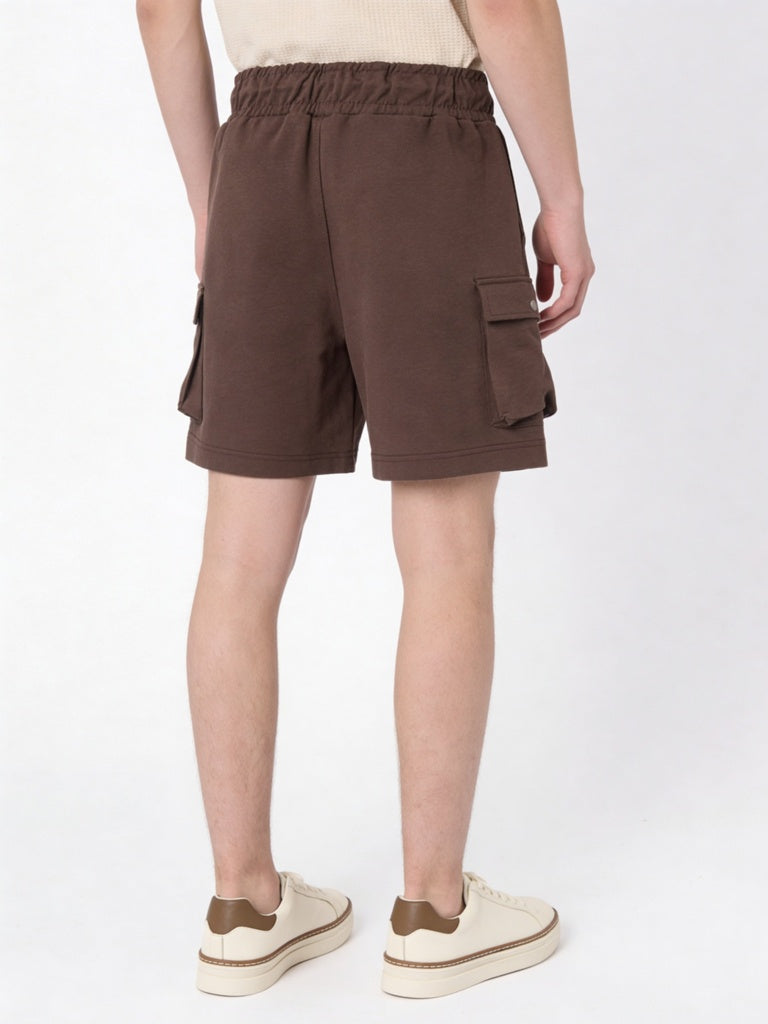Y&F Kids Boys Brown Mid-Rise Cotton-Blend Shorts
