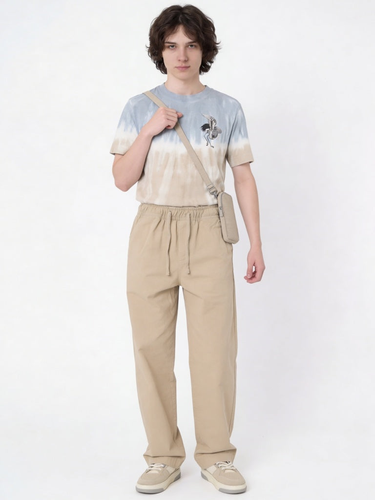 Y&F Kids Boys Taupe Mid-Rise Trousers