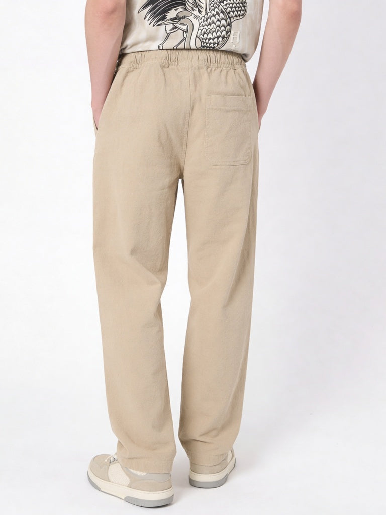 Y&F Kids Boys Taupe Mid-Rise Trousers