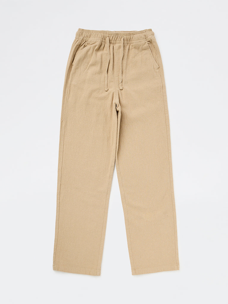 Y&F Kids Boys Taupe Mid-Rise Trousers