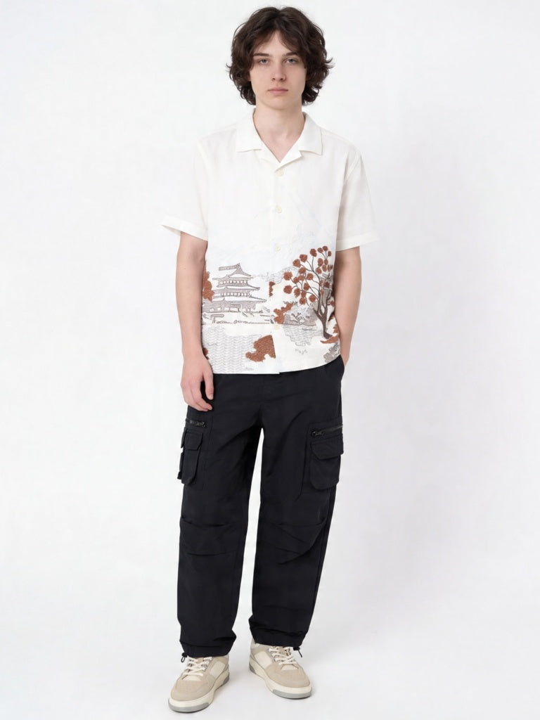 Y&F Kids Boys Off-White Scenic-Inspired Shirt