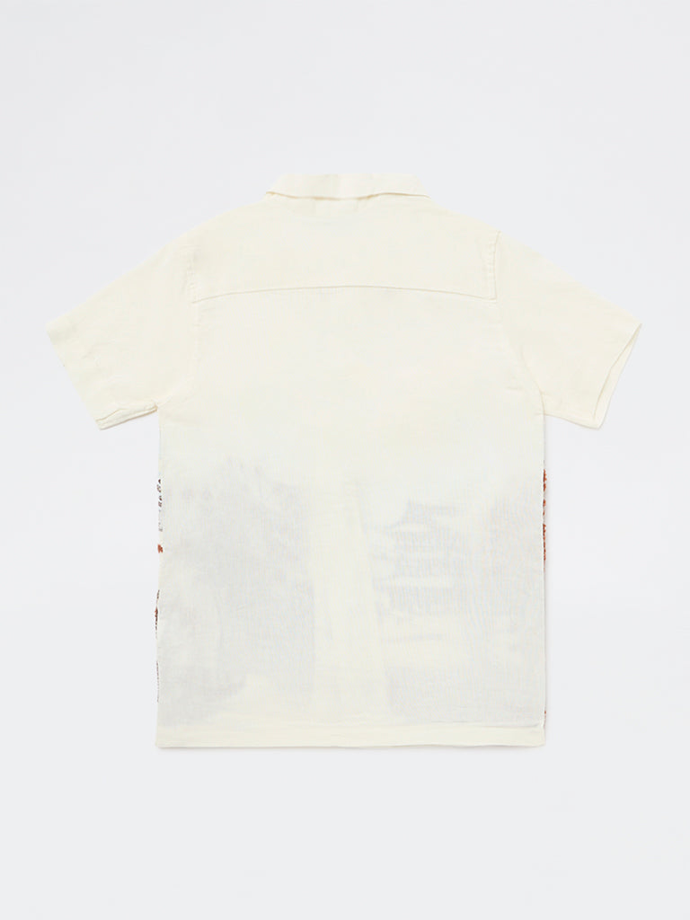 Y&F Kids Boys Off-White Scenic-Inspired Shirt