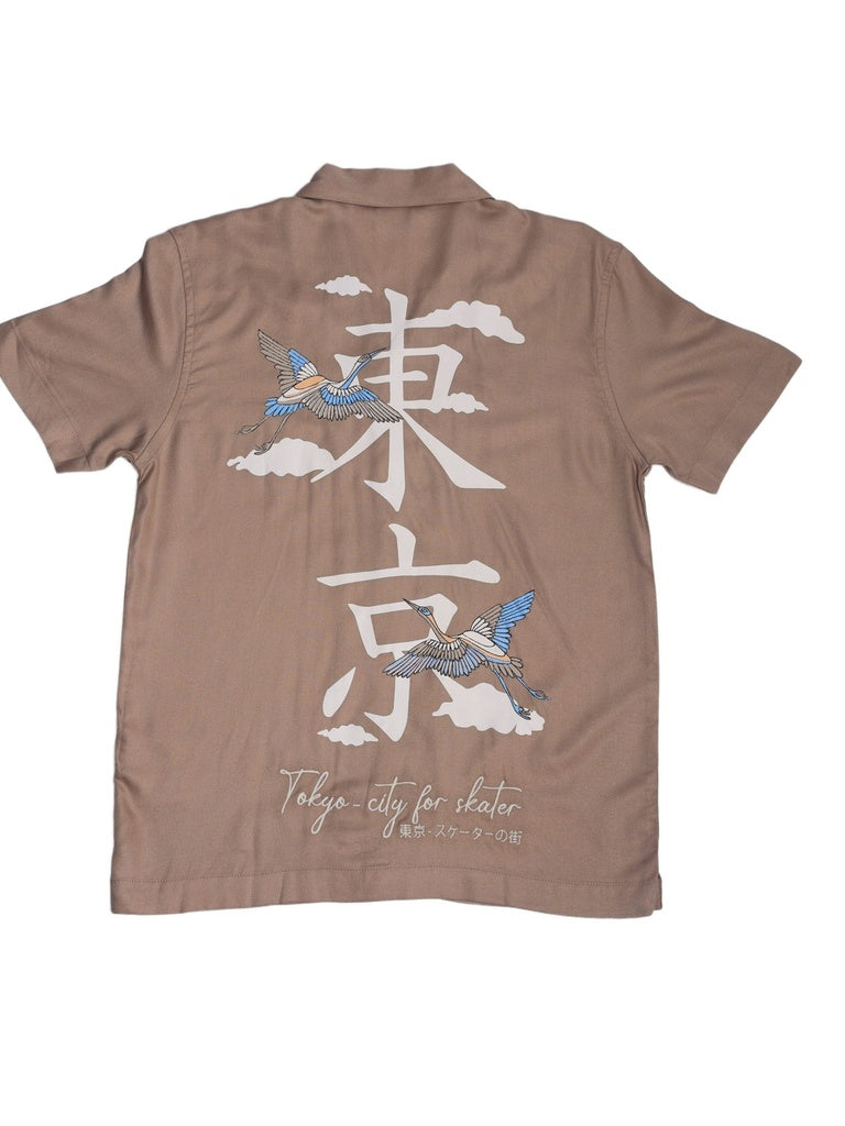 Y&F Kids Boys Taupe Printed Shirt