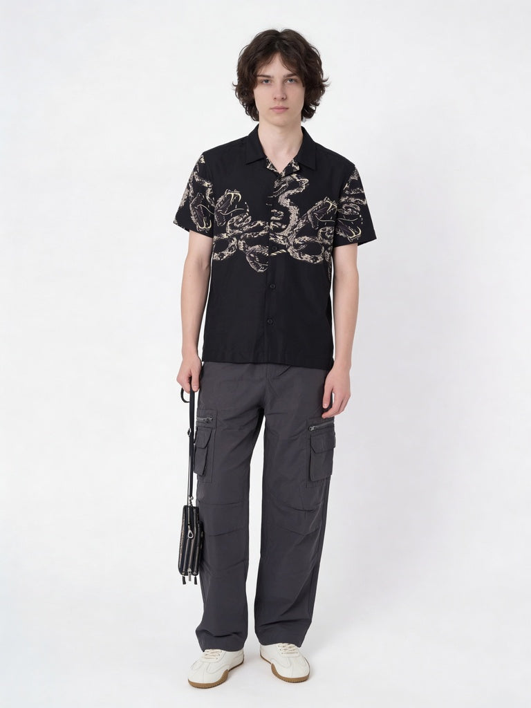 Y&F Kids Boys Black Printed Shirt
