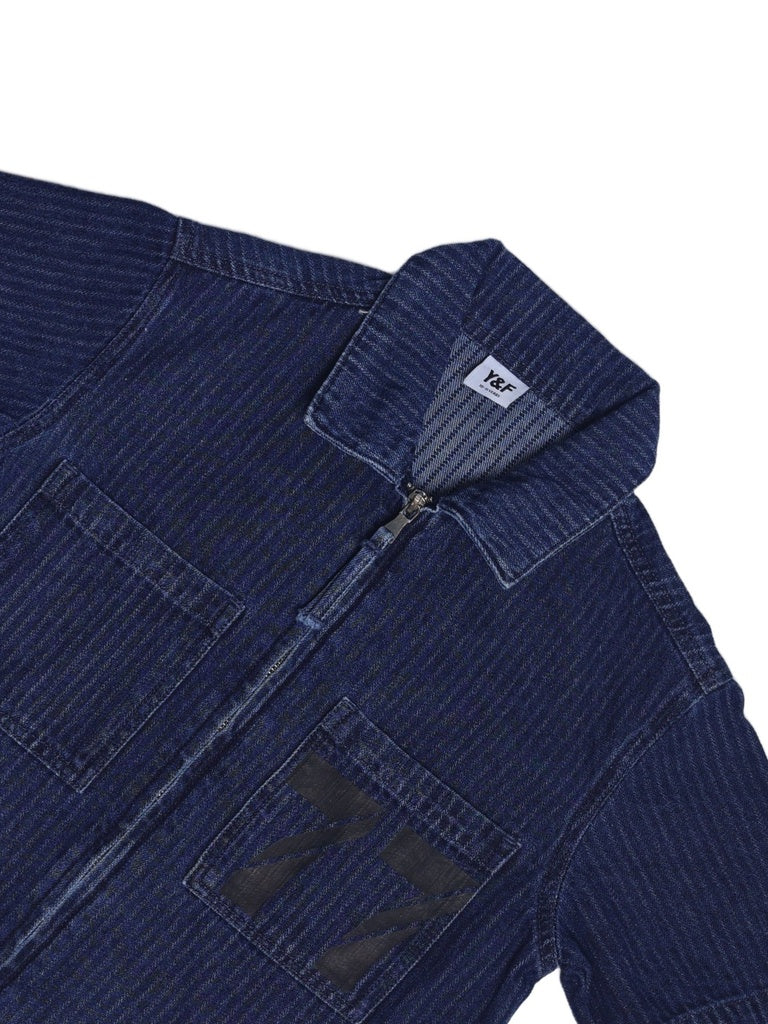 Y&F Kids Boys Dark Blue Zip-up Denim Shirt