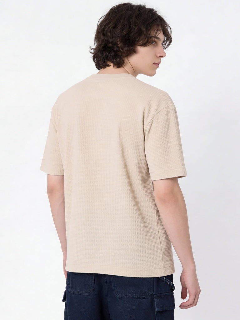Y&F Kids Boys Beige Printed Cotton-Blend T-Shirt