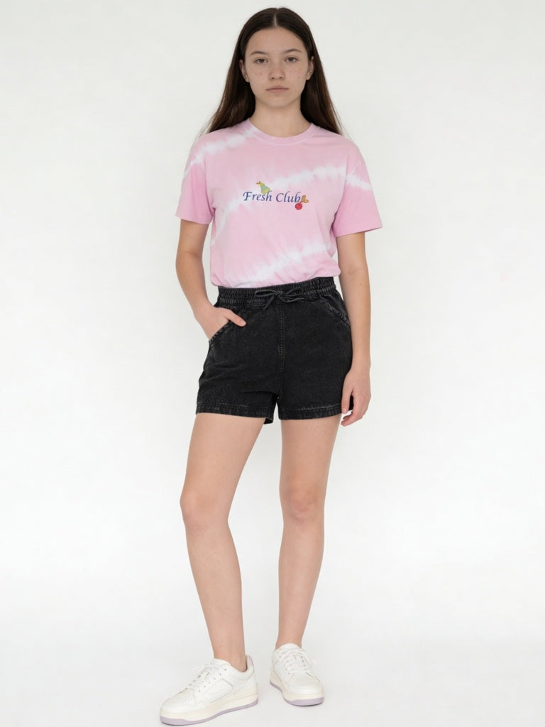 Y&F Kids Girls Black High-Rise Denim Shorts