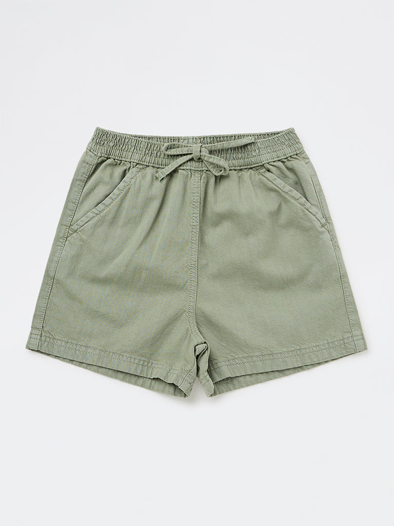 Y&F Kids Girls Sage High-Rise Cotton Shorts