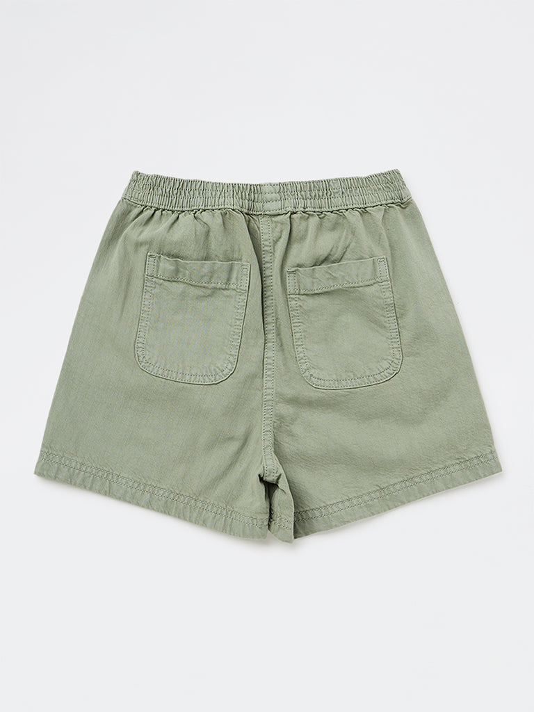 Y&F Kids Girls Sage High-Rise Cotton Shorts