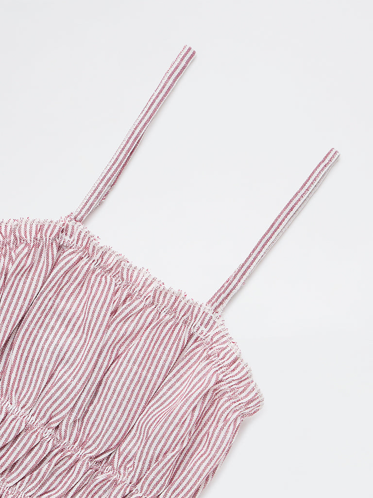 Y&F Kids Girls Dusty Rose Striped Peplum Top