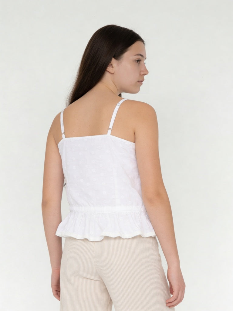 Y&F Kids Girls White Embroidered Cotton Top