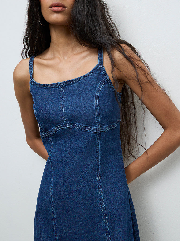 Nuon Dark Blue Denim Bodycon Dress