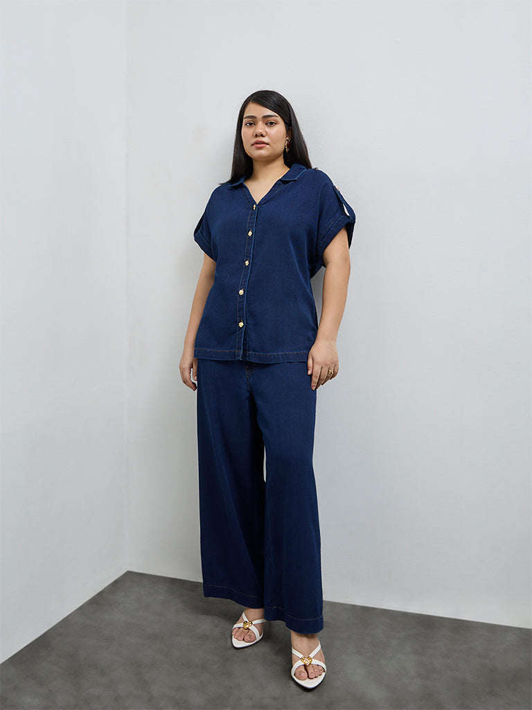Gia Dark Blue Denim Shirt