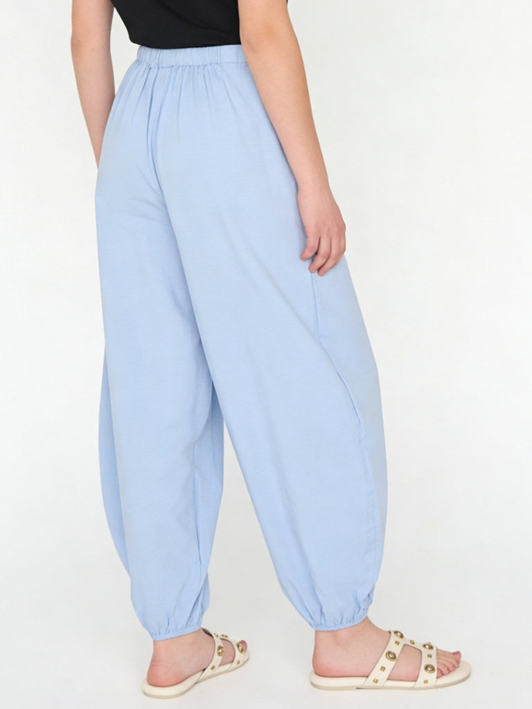 Y&F Kids Girls Light Blue High-Rise Cotton Pants