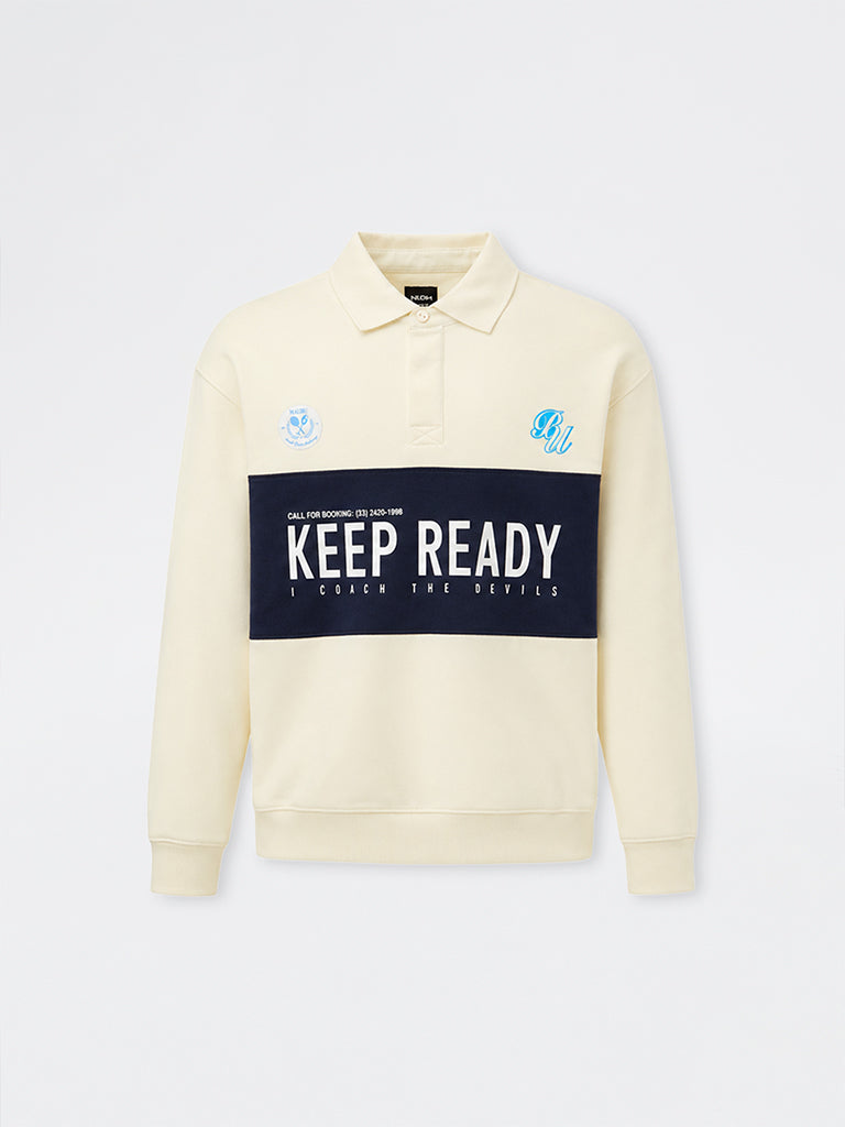 Nuon Cream Colour-Blocked Relaxed-Fit Sweatshirt
